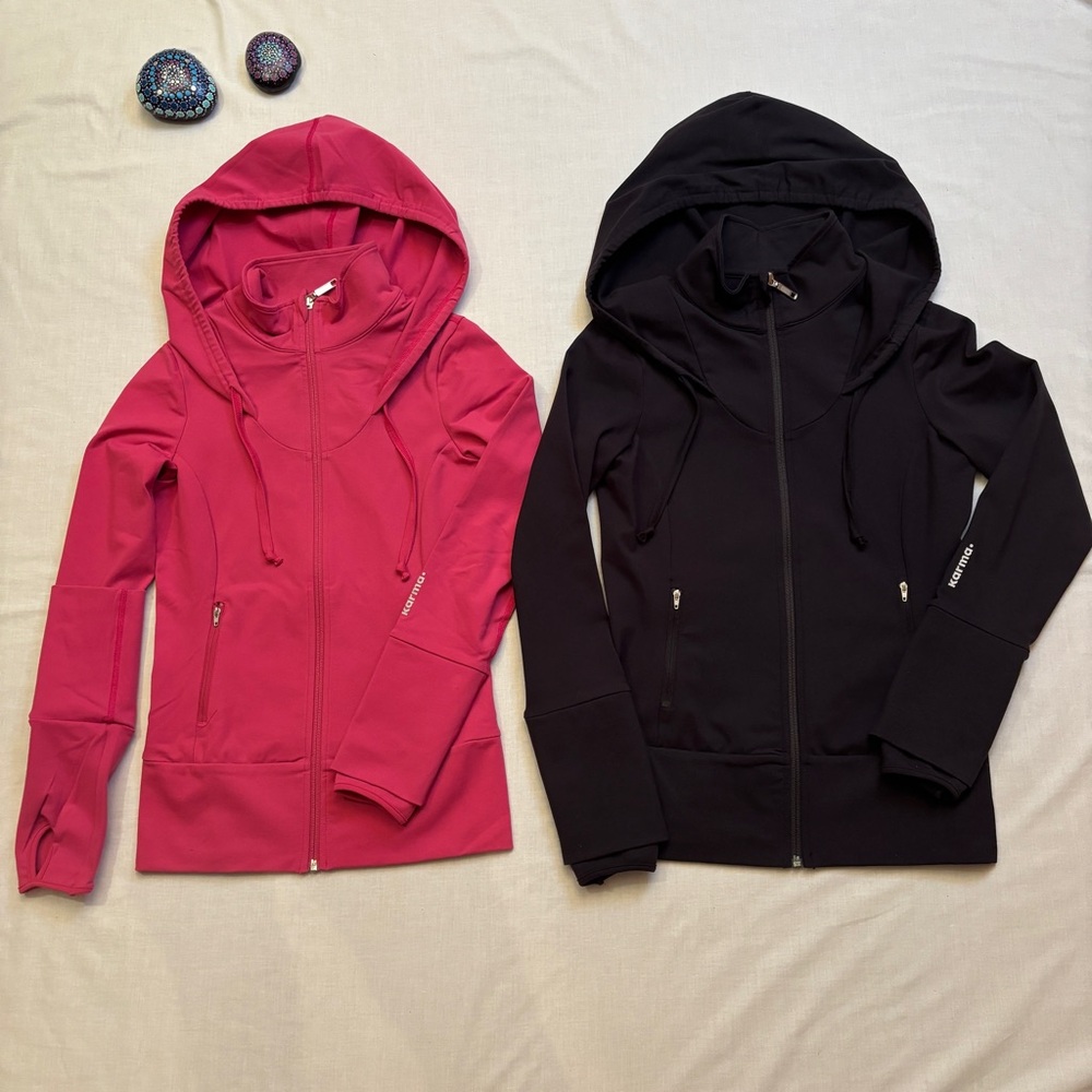 Lot of 2 Karma Zip Up Athletic Jacket XS & S NWT
